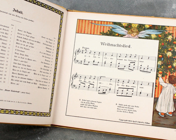 RARE & STUNNING! Unser Liederbuch (Our Songbook) | 1900/1902 German Children's Song Books | Set of 2 | B. Schott's Shut, Mainz