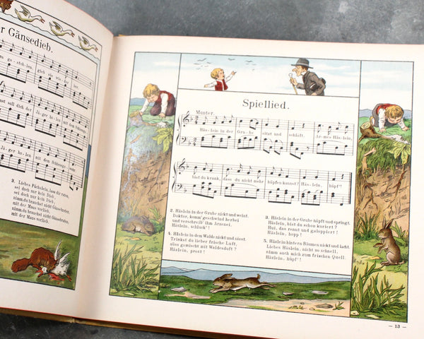 RARE & STUNNING! Unser Liederbuch (Our Songbook) | 1900/1902 German Children's Song Books | Set of 2 | B. Schott's Shut, Mainz