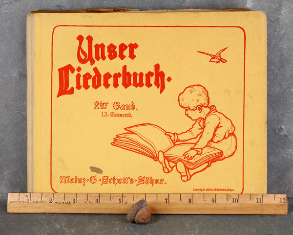 RARE & STUNNING! Unser Liederbuch (Our Songbook) | 1900/1902 German Children's Song Books | Set of 2 | B. Schott's Shut, Mainz