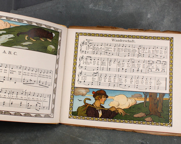 RARE & STUNNING! Unser Liederbuch (Our Songbook) | 1900/1902 German Children's Song Books | Set of 2 | B. Schott's Shut, Mainz