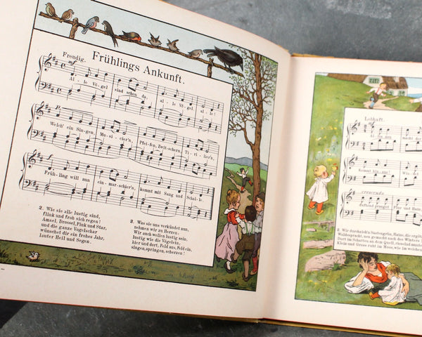 RARE & STUNNING! Unser Liederbuch (Our Songbook) | 1900/1902 German Children's Song Books | Set of 2 | B. Schott's Shut, Mainz