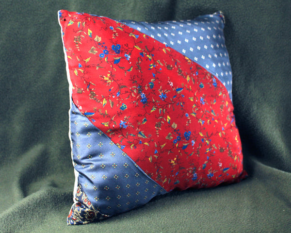 UNIQUE Up-Cycled 10"x12" Pillow Made from Up-Cycled Vintage Silk Ties | Pillow Form Included | Untied "English Garden" #142