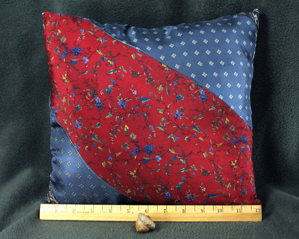 UNIQUE Up-Cycled 10"x12" Pillow Made from Up-Cycled Vintage Silk Ties | Pillow Form Included | Untied "English Garden" #142