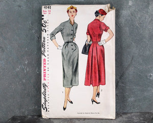 1952 Simplicity #4141 Dress Pattern | Size 14/Bust 32" | COMPLETE Cut Pattern in Original Envelope