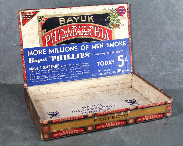 Vintage Bay Philadelphia "Phillies" Perfecto Box | Five Cent Box | Cardboard Phillies Box