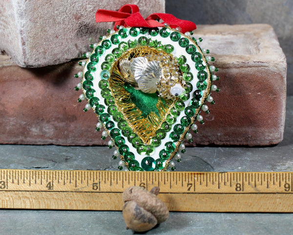 RARE! Vintage Beaded Christmas Caterpillar Ornament | Circa 1960s | Unique Handmade Beaded Caterpillar Ornament
