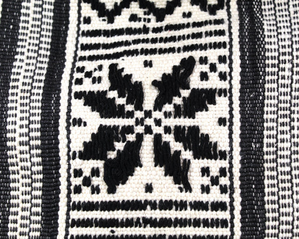 Black & White Woven Beach Tote Bag | 1970s BoHo Chic Tote Bag