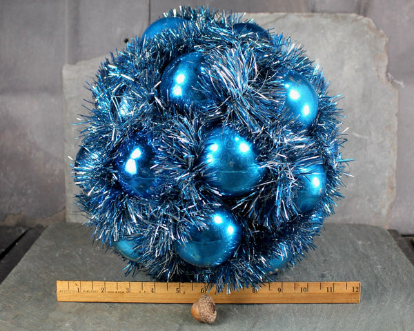 RARE & GORGEOUS! Vintage Blue Christmas Globe | Blue Glass Ornament Christmas Decor | Vintage 1960s Mod Christmas