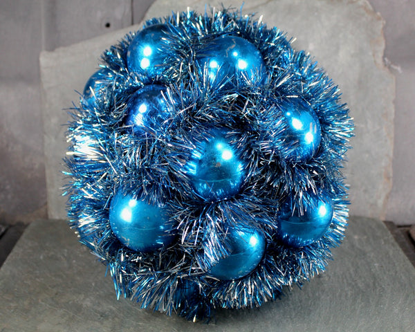 RARE & GORGEOUS! Vintage Blue Christmas Globe | Blue Glass Ornament Christmas Decor | Vintage 1960s Mod Christmas