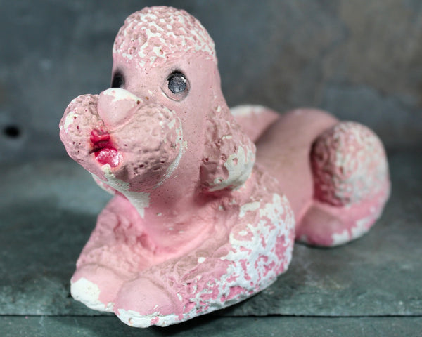 Carnival Chalkware Pink Poodle | Carnival Chalkware Dog | Vintage Clay Poodle | Vintage Pink Poodle