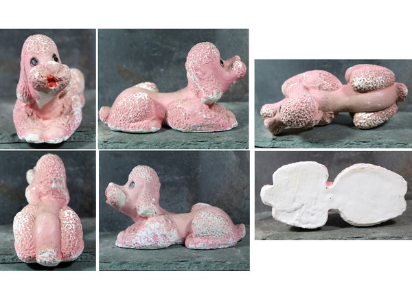 Carnival Chalkware Pink Poodle | Carnival Chalkware Dog | Vintage Clay Poodle | Vintage Pink Poodle