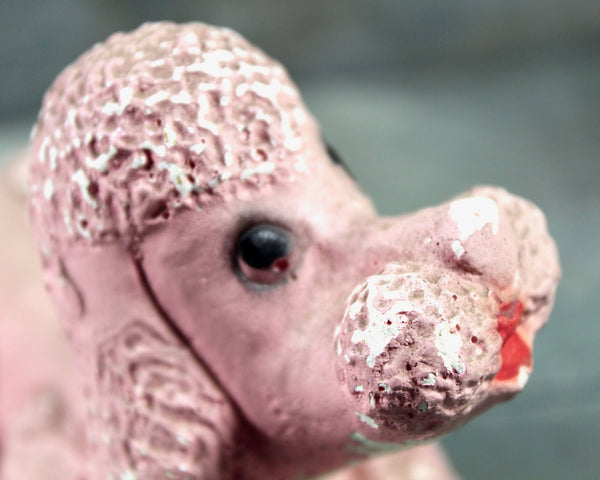 Carnival Chalkware Pink Poodle | Carnival Chalkware Dog | Vintage Clay Poodle | Vintage Pink Poodle