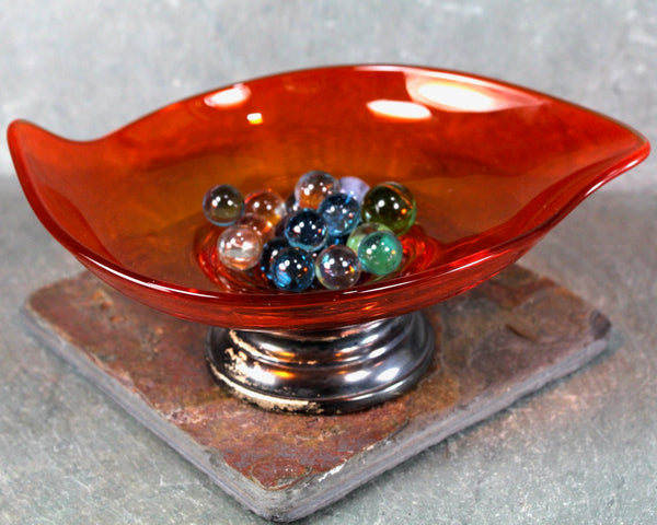 Gorgeous Orange Glass Trinket Dish | Footed Bowl | Halloween Decor | Pop of Color