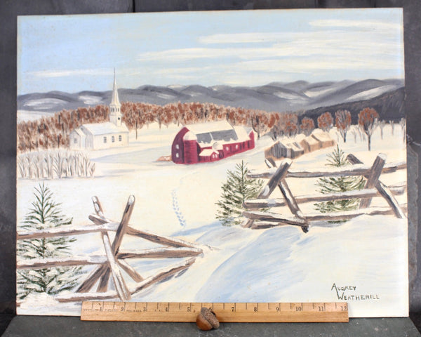 Original, Signed Oil Painting - A Winter Walk by Audrey Weatherhill | 18" x 14" Oil Painting on Board Canvas - Unframed | Night School Art | Bixley Shop