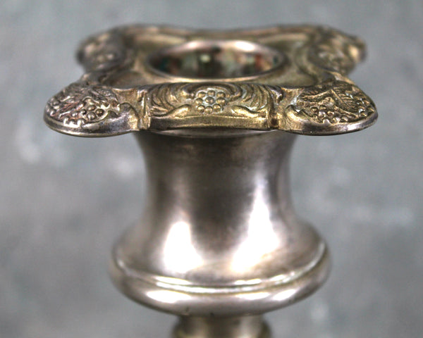 Vintage Pewter Candlestick | Ornate Candlestick | Holiday Table Decor | Grape Themed Candlestick