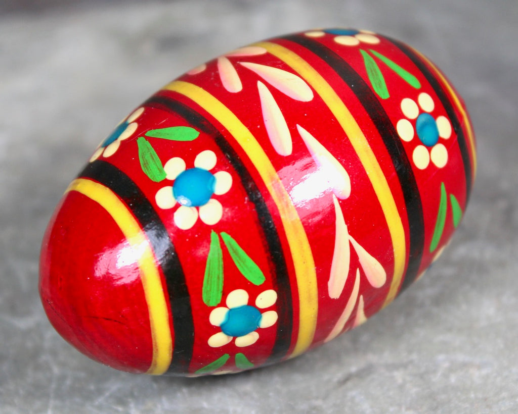 Vintage Hand Painted Colorful Decorative Designed Wooden Eggs 3 - Set Of 8