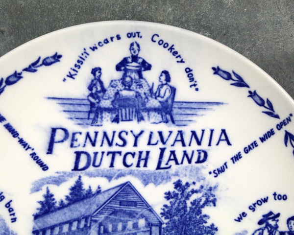 Vintage Pennsylvania Dutch Souvenir Plate | Blue and White Pennsylvania Dutch Classic Souvenir Plate | Circa 1960s