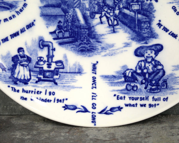 Vintage Pennsylvania Dutch Souvenir Plate | Blue and White Pennsylvania Dutch Classic Souvenir Plate | Circa 1960s