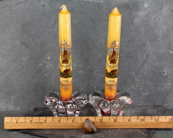 Vintage Set of 2 German Souvenir Candles "Andenken an Bickesheim" Candles in Original Plastic Wrap | Souvenir of the Pilgrimage Church
