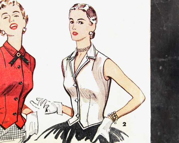 1950s Simplicity #4461 Blouse Pattern | Size 14/Bust 32" | COMPLETE Cut Pattern in Original Envelope