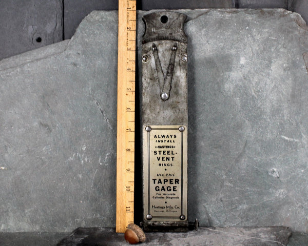 Vintage Garage Tool | Hastings Taper Gage | Hating Steel Vent Rings Gage | Cylinder Diagnosis | Vintage Advertising