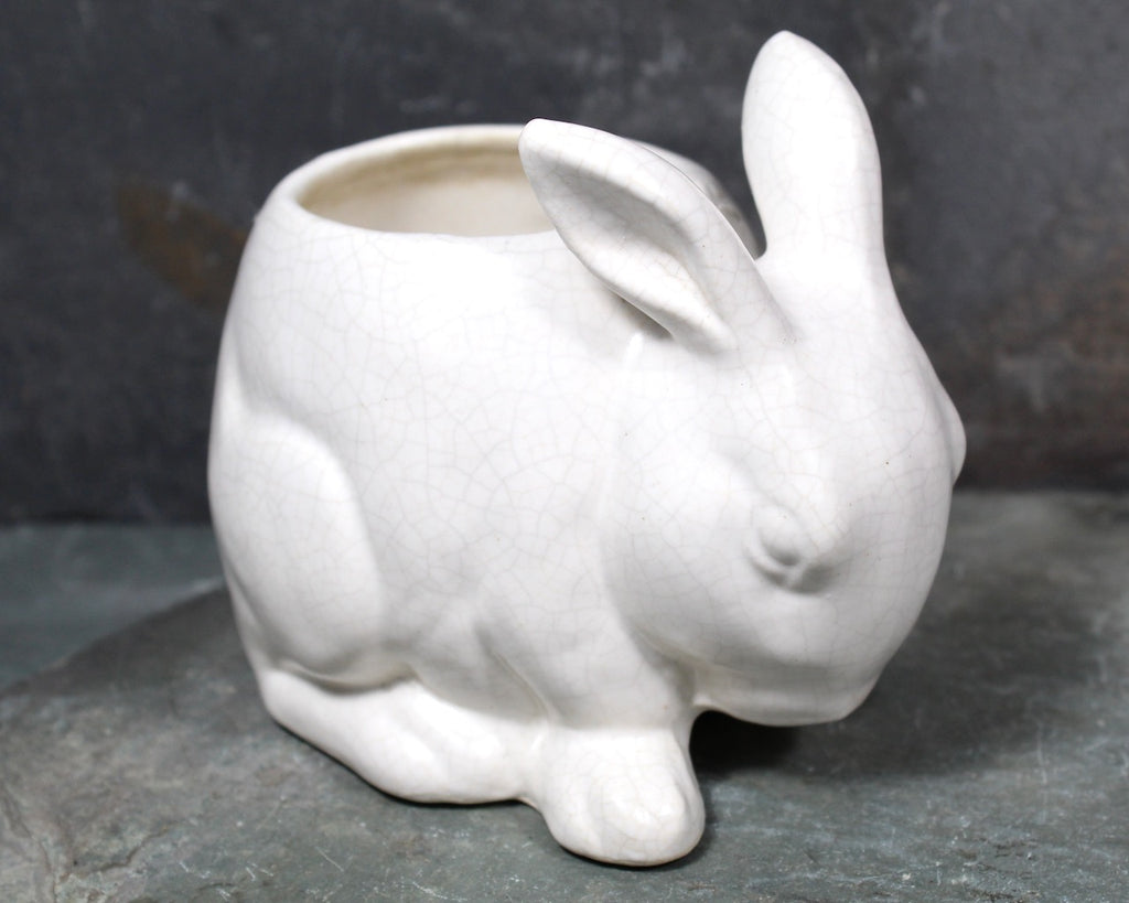 white rabbit succulent planter Vintage Bunny Ceramic Planter