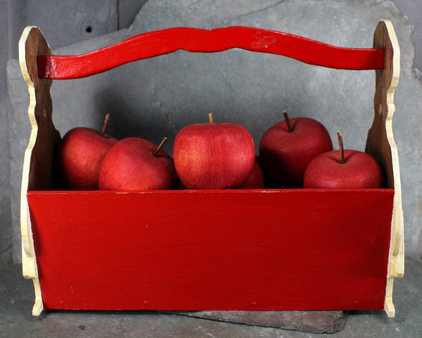 Adorable Vintage Wooden Baker's Bread Basket | Handpainted Wooden Kitchen Basket | Circa 1960s/70s