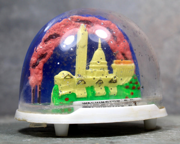 Vintage Washington DC Souvenir Snow Globe - Capital Building - Washington Monument - Cherry Blossoms