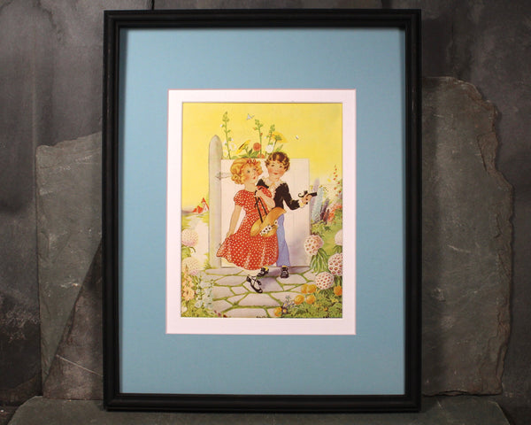 Vintage Nursery Art - Your Choice of Beautiful 1920s Garden Scenes in Custom Mats to fit 11" x 14" Frames - Sold UNFRAMED