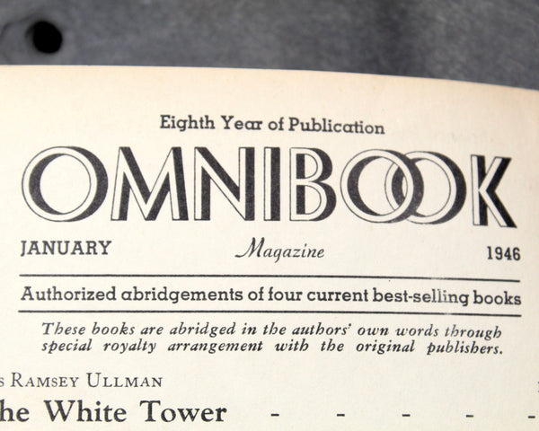 RARE! Omnibook Magazine, January 1946 Edition - Literary Magazine - Abridged Novels